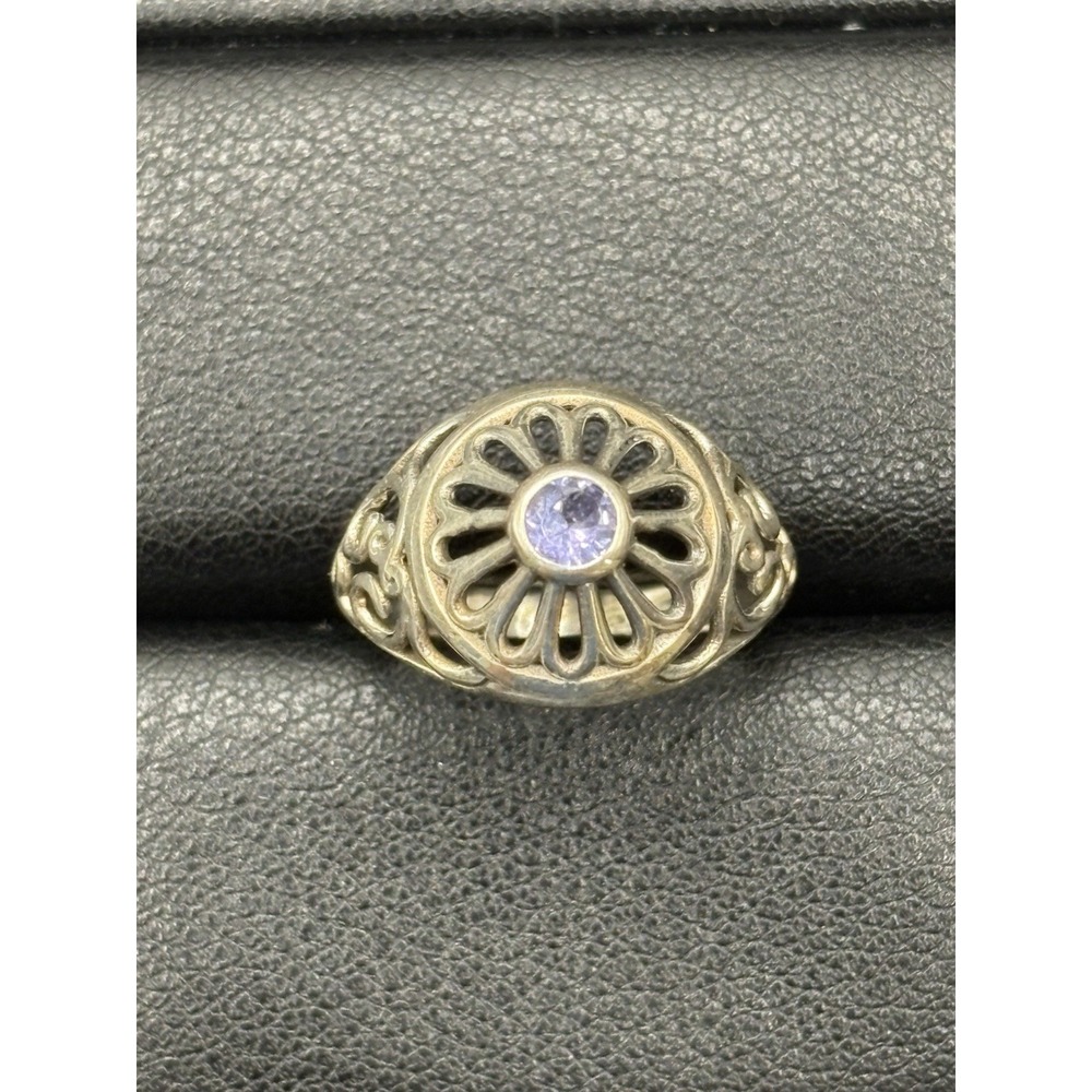 New Condition Sterling Silver Tanzanite Scroll Ring Size 7.75 E12